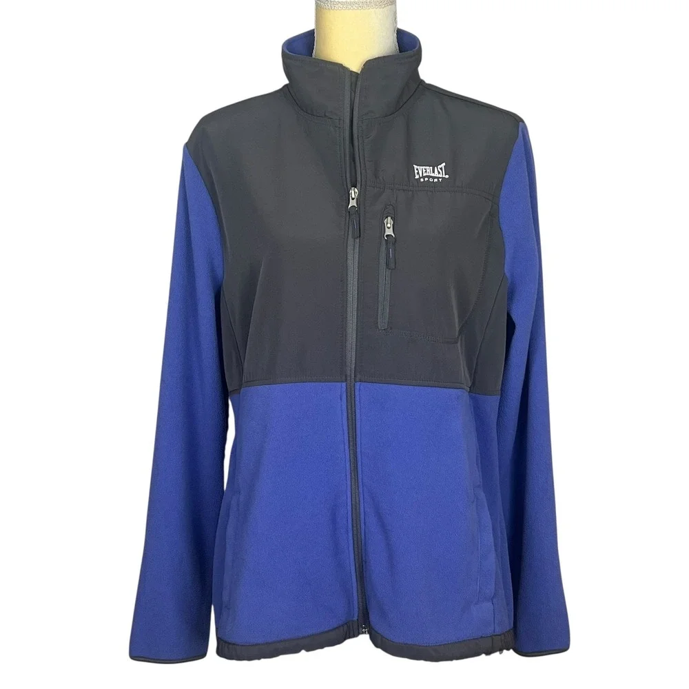 Everlast Sport Women's Full Zip Fleece Jacket Purple Charcoal Black/Gray Size XL
